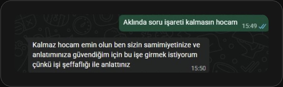 Danışan güven mesajı