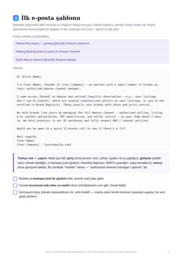 Kit önizleme — ilk e-posta şablonu